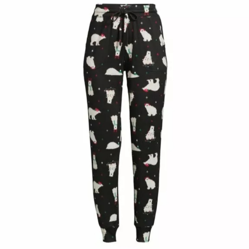 Women's Black Patterned Jogger Pants Sz Large